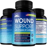 Peakright Wound Healing Supplement front view with Collagen Complex