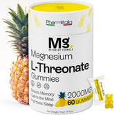 Pharmlitalia Magnesium L-Threonate Gummies front view, pineapple flavour
