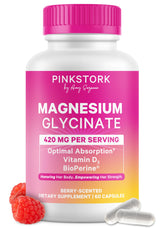 Pink Stork Magnesium Glycinate Capsules 60 count front view