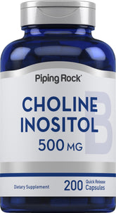 Piping Rock Choline Bitartrate & Inositol 500mg capsules front view