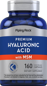 Piping Rock Hyaluronic Acid 100mg + MSM 900mg supplement bottle front view