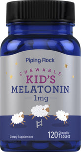 Piping Rock Kids Melatonin 1mg 120 chewable tablets front view