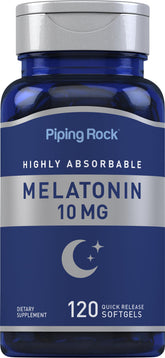 Piping Rock Melatonin 10mg Softgel Capsules front view