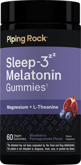 Piping Rock Melatonin 3mg Gummies front view with packaging