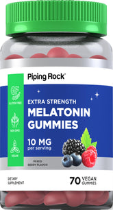 Piping Rock Melatonin Gummies 10mg Berry Flavor front view