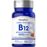 Piping Rock Vitamin B12 Methylcobalamin 5000mcg fast dissolve tablets front view