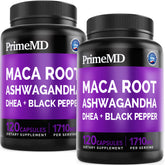 PrimeMD Maca Capsules with Ashwagandha front view packaging