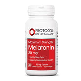 PROTOCOL FOR LIFE BALANCE Melatonin 20 mg Maximum Strength 90 Veg Caps front view