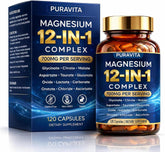 PURAVITA 12-In-1 Magnesium Blend 700mg front view of bottle