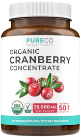 PURE CO Organic Cranberry Concentrate 500mg capsules front view