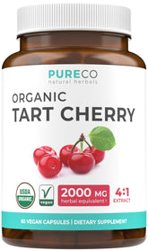 PURE CO Organic Tart Cherry Extract Capsules 500mg front view