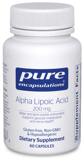 Pure Encapsulations Alpha Lipoic Acid 200mg supplement front view