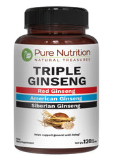 PURE NUTRITION Triple Ginseng 120 Capsules front view
