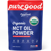 PureGood Organic MCT Oil Powder front view in resealable pouch