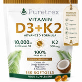 PURETREX Vitamin D3 K2 Softgels 10000 IU front view