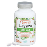 Quantum L-Lysine 500mg supplement front view with 100 tablets