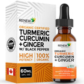 Renew Actives Organic Turmeric Curcumin Drops front view with label
