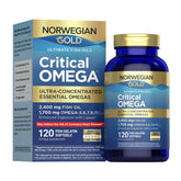 Renew Life Norwegian Gold Critical Omega Softgels 120-count bottle front view