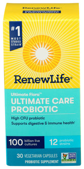 Renew Life Ultimate Flora Care Probiotic 100 Billion capsules front view