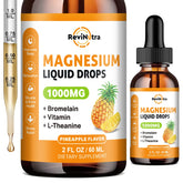 ReviNutra Magnesium Liquid Drops 1000mg front view with pineapple flavour