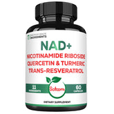 Satoomi NAD Nicotinamide Riboside Resveratrol 900mg supplement bottle front view
