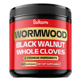 Satoomi Wormwood Capsules bottle front view with 60 vegan capsules