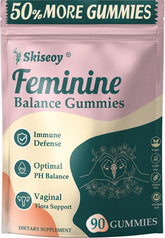 Skiseoy Feminine pH Balance Gummies front view with packaging