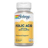 SOLARAY Folic Acid Supplement 470 mcg vegan capsules front view