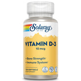 SOLARAY Vitamin D-3 400 IU Softgels front view packaging