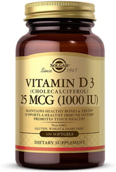 Solgar Vitamin D3 1,000 IU softgels front view