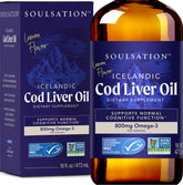 SOULSATION Icelandic Cod Liver Oil bottle front view with lemon flavour