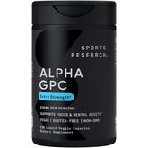 Sports Research Alpha GPC 630mg supplement bottle front view