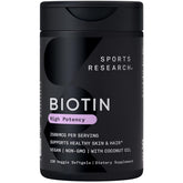 Sports Research Biotin 5000 mcg Vegan Capsules front view