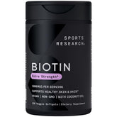 Sports Research Biotin Supplement 5000 mcg bottle front view