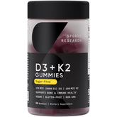 Sports Research D3 & K2 Gummies front view, sugar free