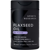 Sports Research Flaxseed Oil 1200mg Vegan Capsules front view