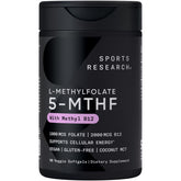 Sports Research Folic Acid B9 Supplement 1000 mcg front view