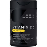 Sports Research Vitamin D3 Softgels 1000 IU front view