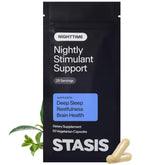 STASIS Nighttime Supplement front view with bottle design