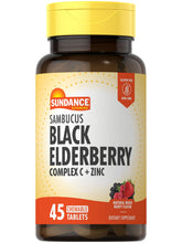 Sundance Elderberry Chewable Tablets front view with packaging