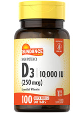 Sundance High Potency Vitamin D3 10,000 IU softgel front view