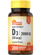 Sundance High Potency Vitamin D3 2000 IU softgels front view