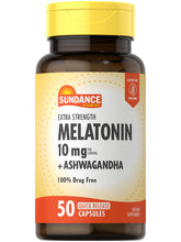 Sundance Melatonin 10mg with Ashwagandha 50 capsules front view