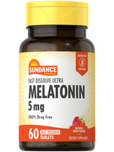 Sundance Melatonin 5mg Fast Dissolve Tablets front view with packaging