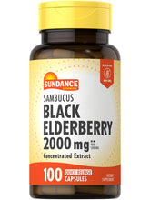Sundance Sambucus Black Elderberry Capsules front view with packaging