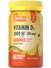 Sundance Vitamin D3 Gummies front view with pineapple flavour