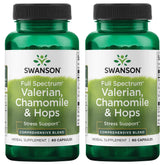 Swanson Valerian Chamomile Hops Capsules bottle front view