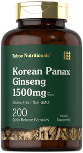 Tahoe Nutritionals Korean Ginseng Extract 1500mg capsules front view