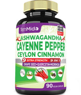 Tenmido Cayenne Extract Capsules front view with 90 count bottle