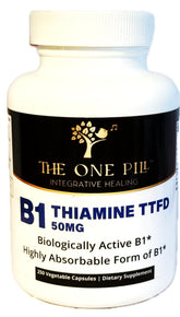 The One Pill Integrative Healing Vitamin B1 Thiamine TTFD 50mg Capsules front view